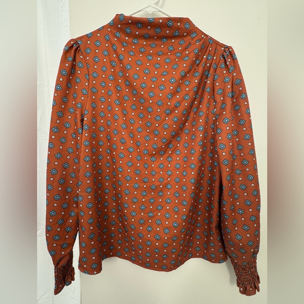 SHEIN Terracotta Geometric Blouse